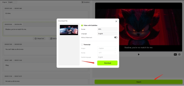 download generate subtitles from video flixier