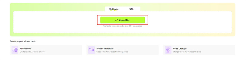 BlipCut video translator upload