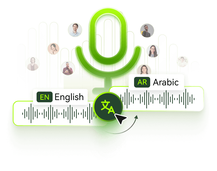 BlipCut translate English to Arabic audio