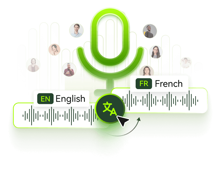 BlipCut translate English to French audio