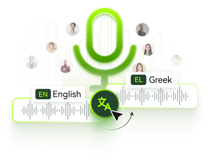 BlipCut translate English to Greek audio