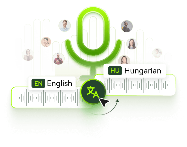 BlipCut translate English to Hungarian audio