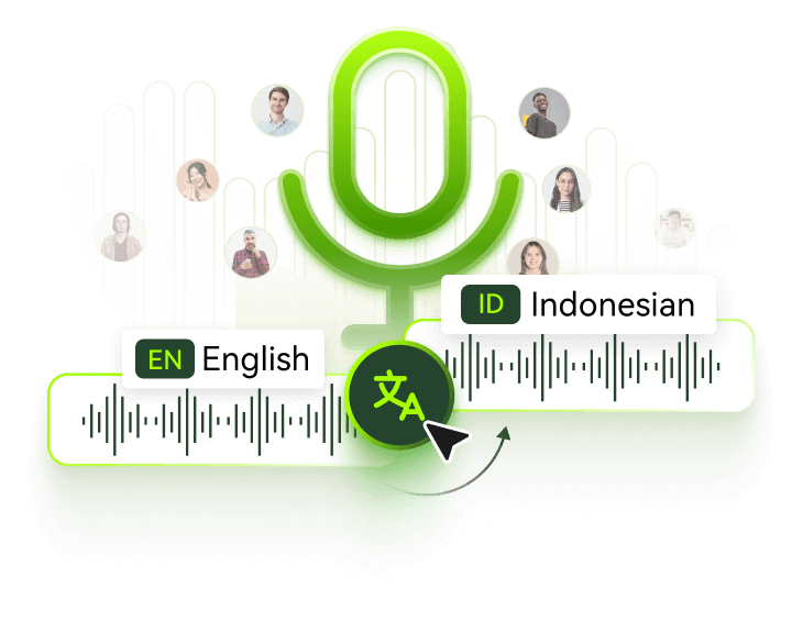 BlipCut translate English to Indonesian audio