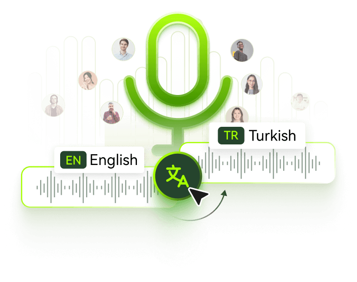 BlipCut translate English to Turkish audio