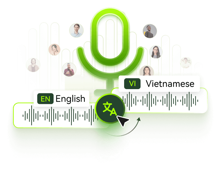 BlipCut translate English to Vietnamese audio