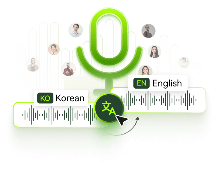 BlipCut translate Korean to English audio