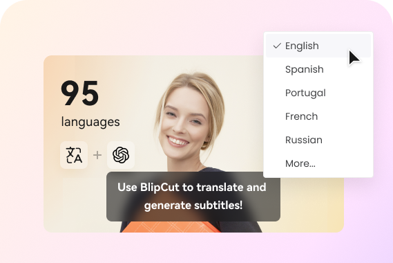 BlipCut AI Subtitle Translator & Generator - 130 Languages