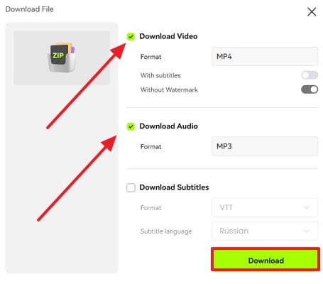 proceed to download audio and video