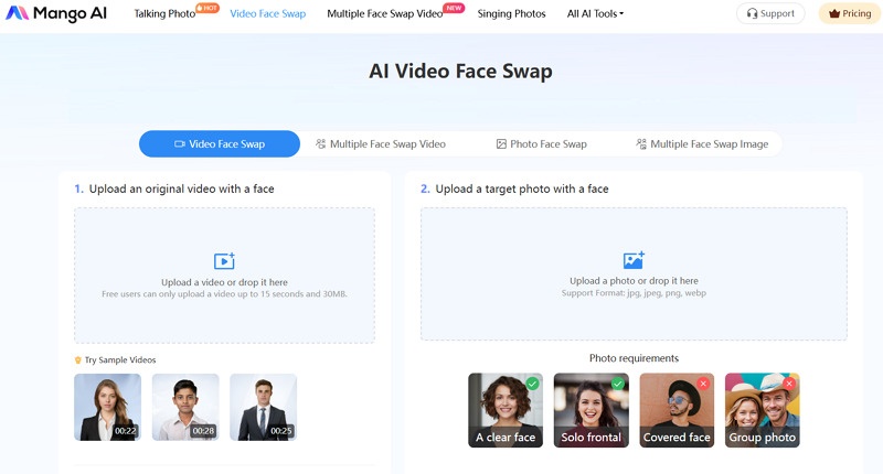 Mango AI Tool to Replace Face in Video