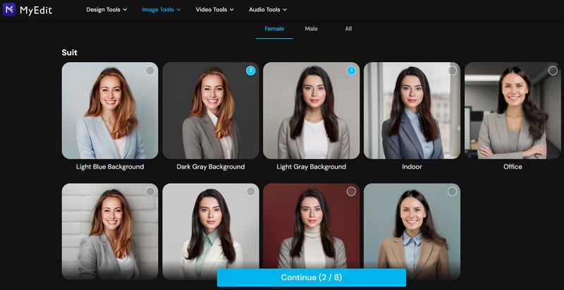 MyEdit AI Professional Headshot Generator