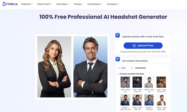 Vidnoz Free AI Headshot Generator