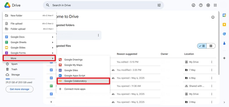 install and choose google colaboratory