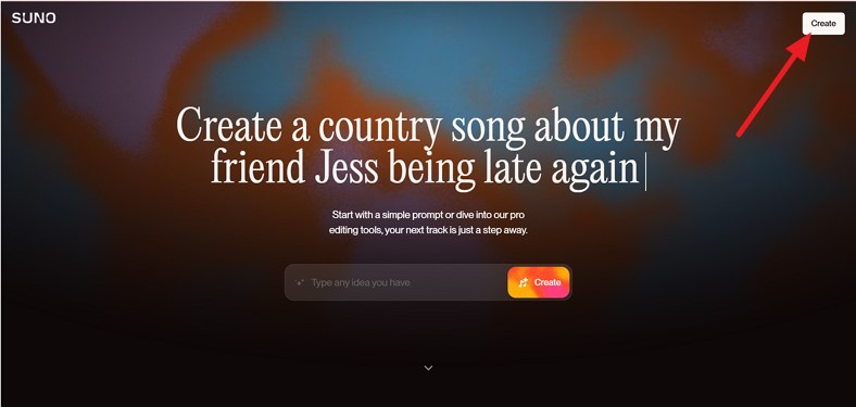 click create access music interface