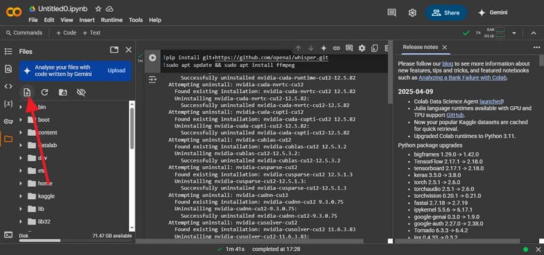 upload intended audio file