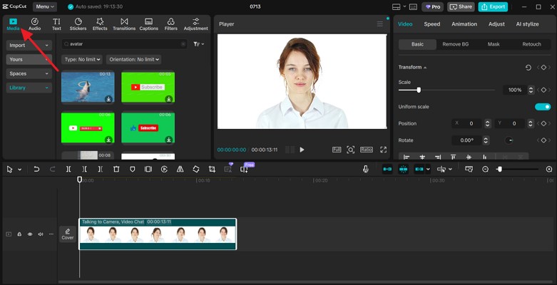 import avatar media capcut
