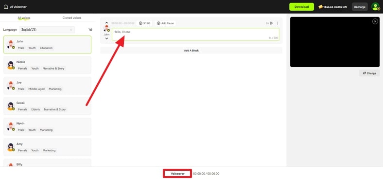set up voiceover video to ai cartoon blipcut