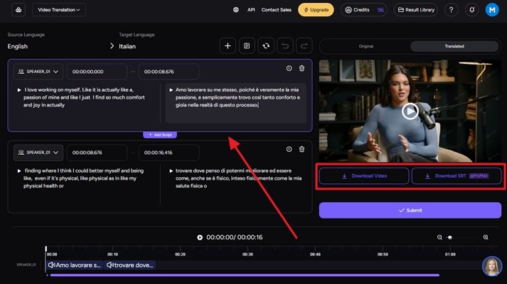 make changes to subtitles and download