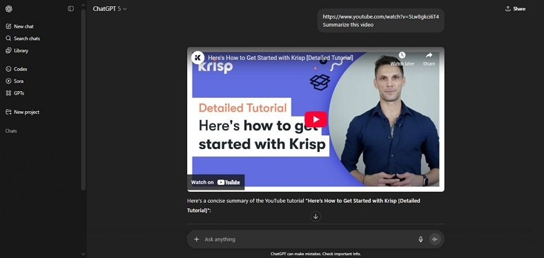 chatgpt ai free youtube summrizer tool