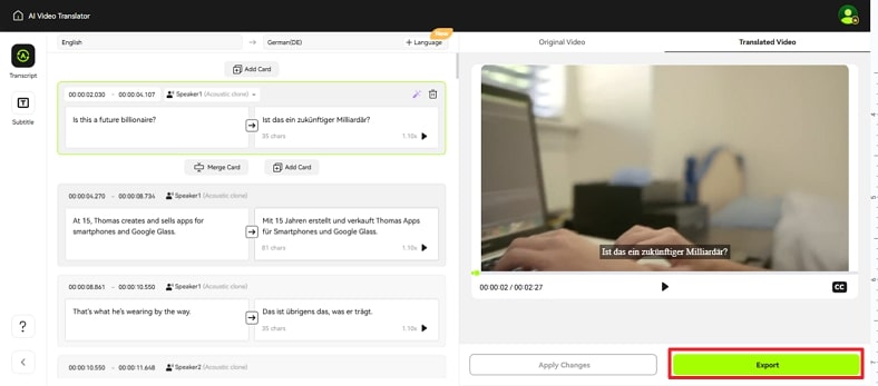 review transcription from blipcut