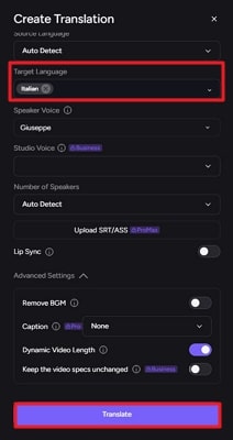 configure translation settings akool ai