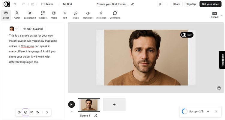 realistic ai avatar with collossyan