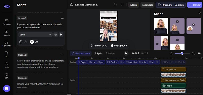 manually edit script with creatify