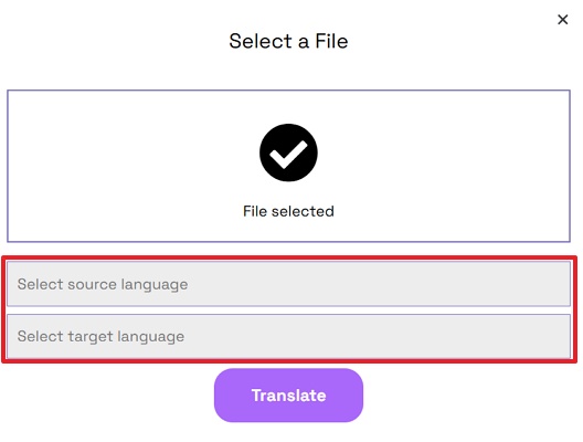select languages for doctranslator