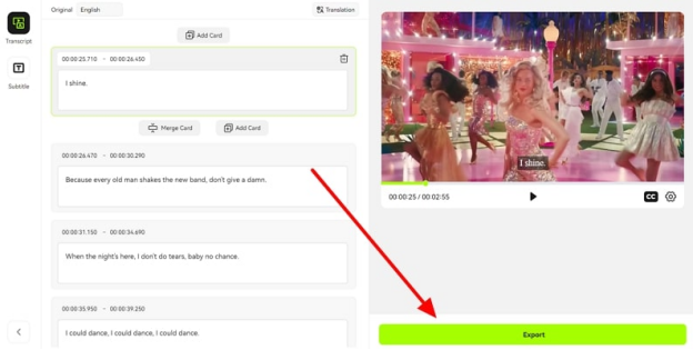 edit lyrics generated by BlipCut