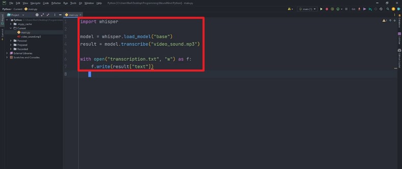type commands to python