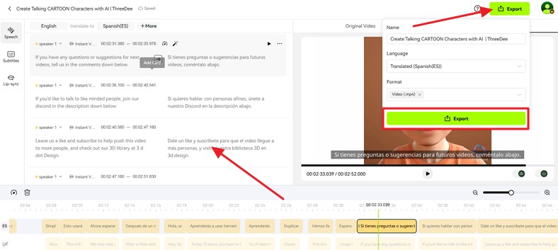 translate avatar video blipcut video