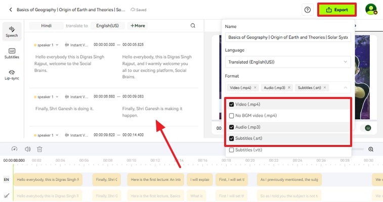 choose file format for exporting it