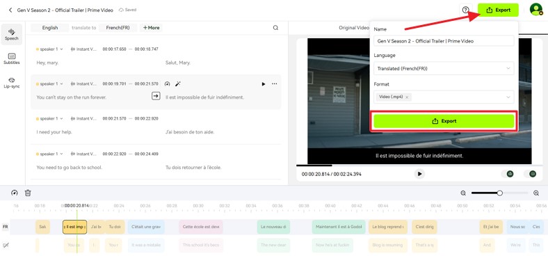 blipcut ai video translator download results