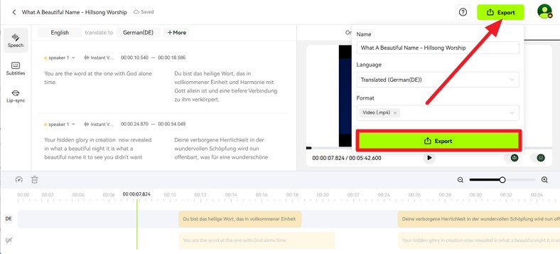 choose file format and hit export