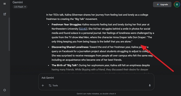 gemini youtube summarizer bullets