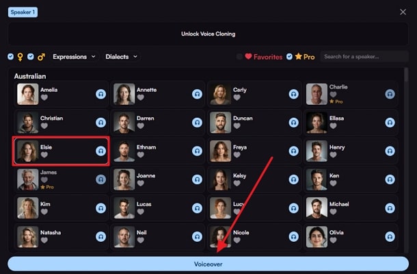 open maestra ai and choose voiceover