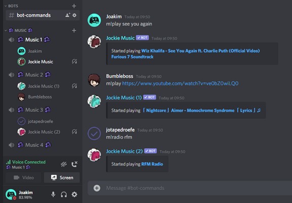 music bots for discord jackie music