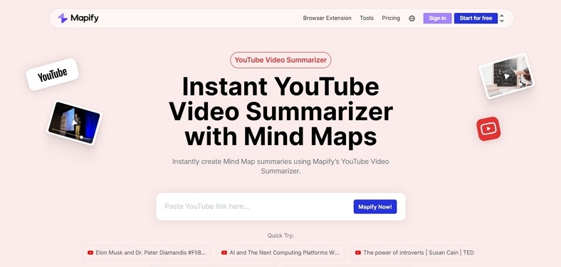 get mapify for quick youtube summaries