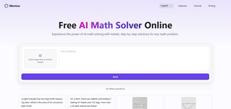 ai math solving tool monica interface