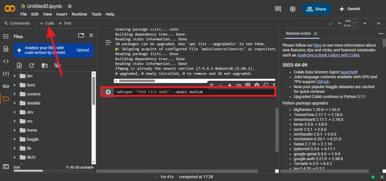 add transcription code and hit run
