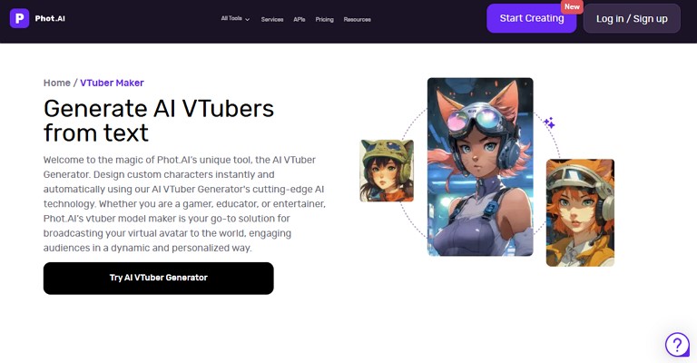 make vtuber model using phot.ai
