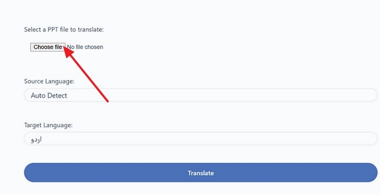 upload ppt file to ppt translator