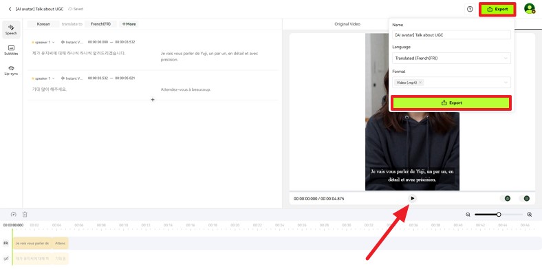 play and download translated video