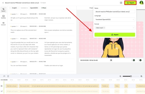 cartoon avatar video translated