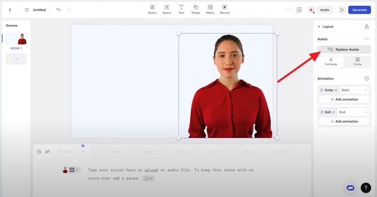 change avatar synthesia ai avatar video