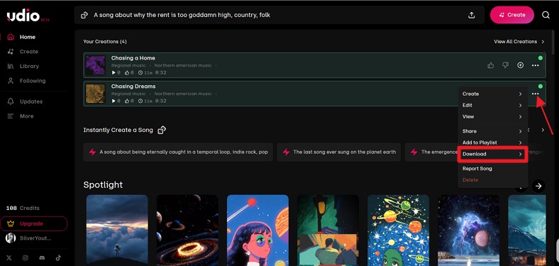 download udio music generated