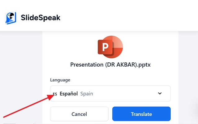 choose language slidespeak