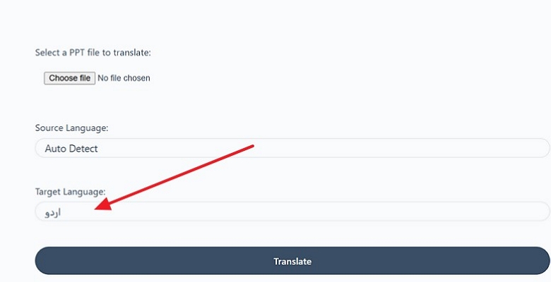 choose target language ppt translator