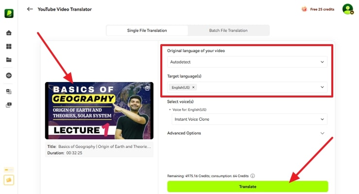 translate video to a different language
