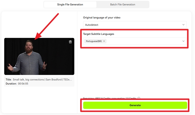 youtube summary blipcut target language