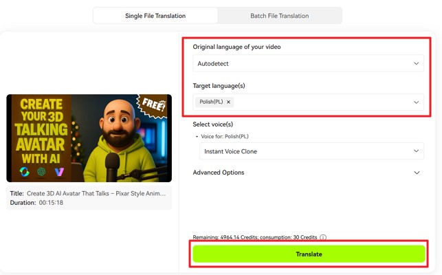 3d photo avatar video translation